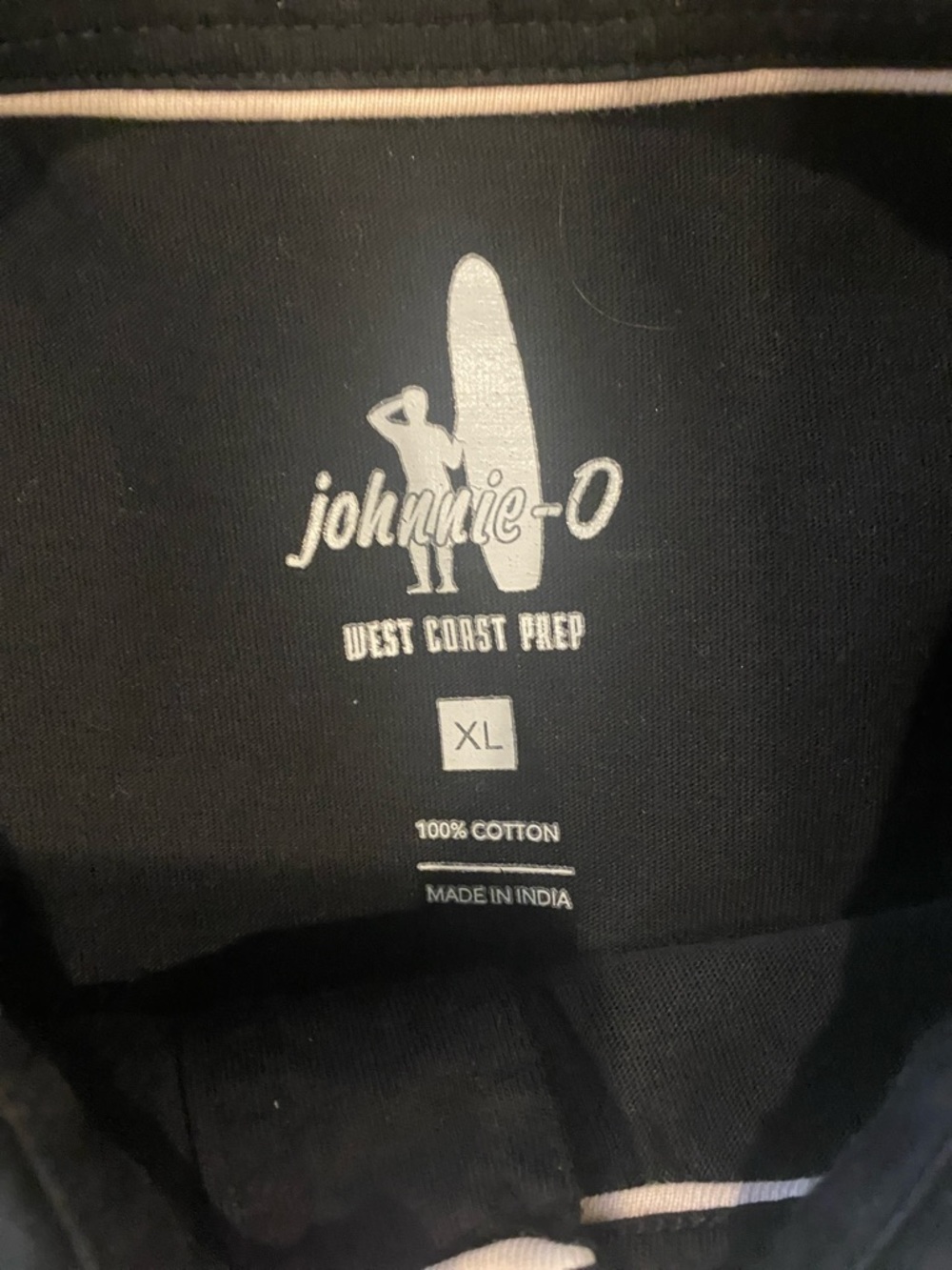 johnnie-O Black Polo with White Contrast Stitching